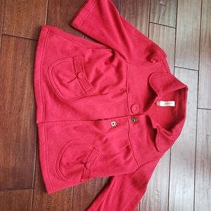 Girls Red Quarter Sleeve Lightweight Jacket